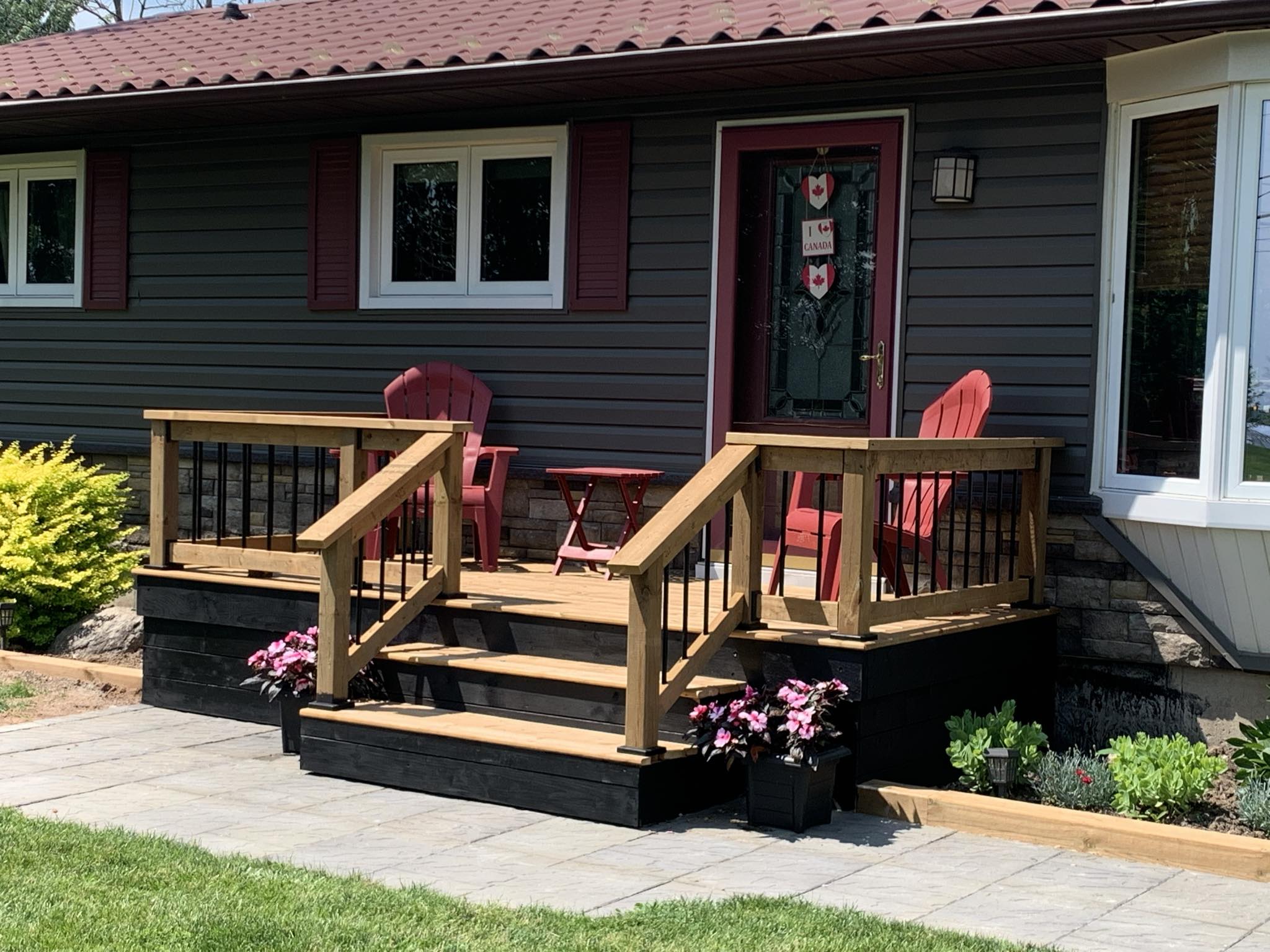 Pressure treated deck with aluminum pickets